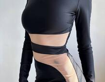 Сукня міді  із вставками сітки  | PUSHKA SHOP