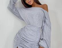 Платье-мини со сборкой на юбке Платье-мини со сборкой на юбке | PUSHKA SHOP