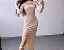 Трикотажна сукня з зав’язкою на ніжку Трикотажна сукня з зав’язкою на ніжку | PUSHKA SHOP