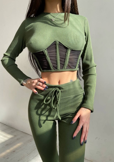 Трикотажний комплект: корсетний топ + легінси | PUSHKA SHOP