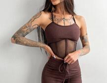 Трикотажный комплект: корсетный топ на косточках + леггинсы | PUSHKA SHOP