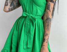 Муслиновое платье мини с корсетной вставкой на талии с косточками Муслиновое платье мини с корсетной вставкой на талии с косточками | PUSHKA SHOP