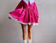 Котонова сукня з комірцем + бант  | PUSHKA SHOP