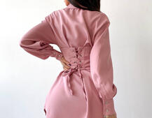 Платье-рубашка с корсетом на косточках со шнуровкой | PUSHKA SHOP