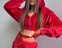 Велюровий комплект декорований стразами( бомбер+ рукавички+ штани + трусики) | PUSHKA SHOP