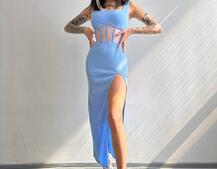 Сукня-міді  з елементами корсету   | PUSHKA SHOP