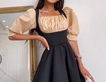 Платье с объемными рукавами из хлопка Платье с объемными рукавами из хлопка | PUSHKA SHOP