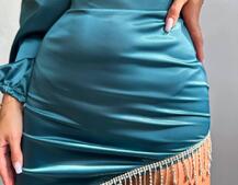 Атласний комплект, декорований бахромою зі страз Атласний комплект, декорований бахромою зі страз | PUSHKA SHOP