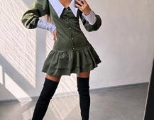 Котонова сукня з рюшами на гудзиках зі шнурівкою на спинці Котонова сукня з рюшами на гудзиках зі шнурівкою на спинці | PUSHKA SHOP