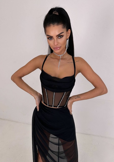 Комплект: корсет декорований стразами + спідниця максі  | PUSHKA SHOP