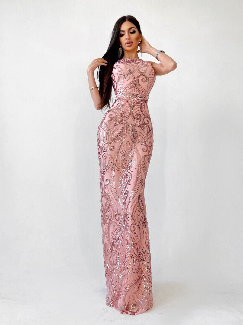 Блестящее платье-макси с узорами из пайеток Блестящее платье-макси с узорами из пайеток | PUSHKA SHOP