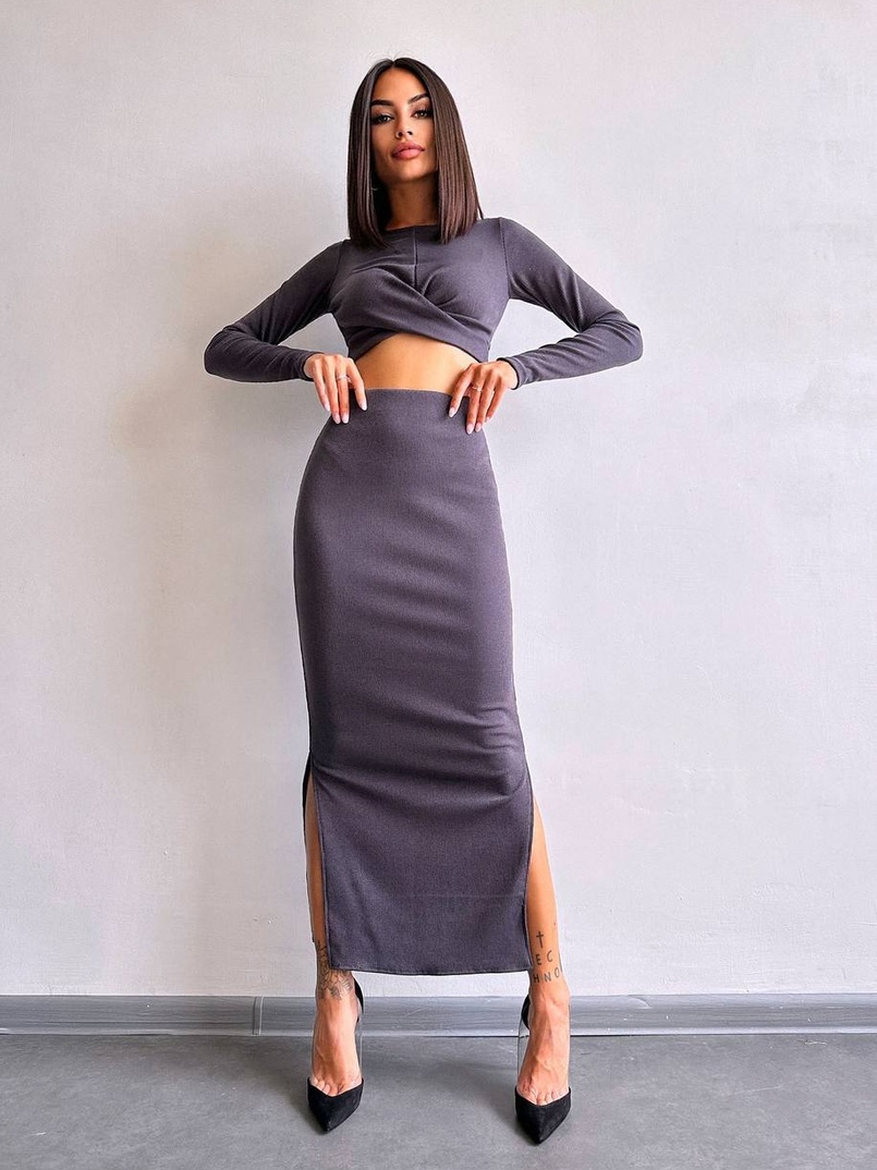 Комплект: топ + спідниця с розрізами Комплект: топ + спідниця с розрізами | PUSHKA SHOP