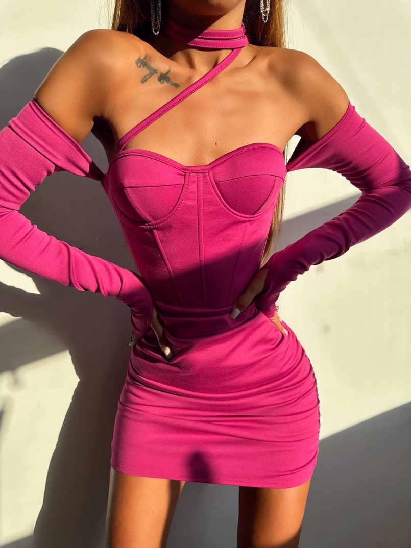 Корсетна сукня міні з філіжанками  | PUSHKA SHOP