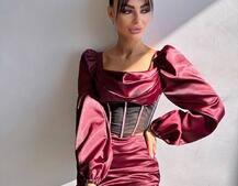 Комплект: корсет, декорований стразами + спідниця міні з драпіруванням   Ручна робота  Комплект: корсет, декорований стразами + спідниця міні з драпіруванням   Ручна робота  | PUSHKA SHOP