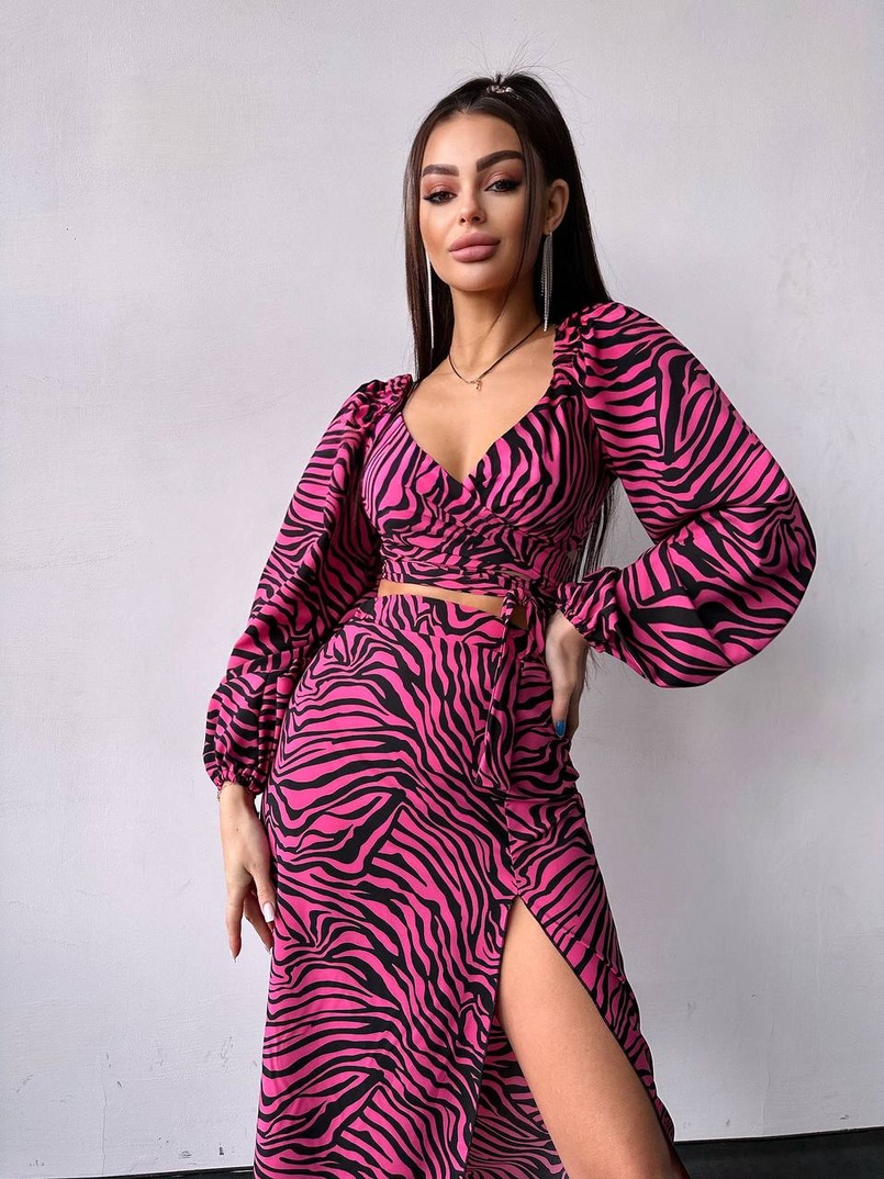 Комплект: топ із зав'язками на талії + спідниця міді з розрізом | PUSHKA SHOP