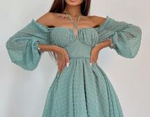 Шифоновое платье с завязками на груди Шифоновое платье с завязками на груди | PUSHKA SHOP