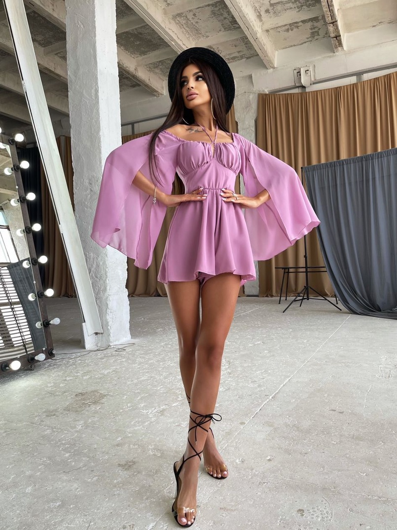 Шифоновый ромпер с расклешенными рукавами Шифоновый ромпер с расклешенными рукавами | PUSHKA SHOP