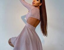 Приталенное блестящее платье с открытой спинкой  Приталенное блестящее платье с открытой спинкой  | PUSHKA SHOP