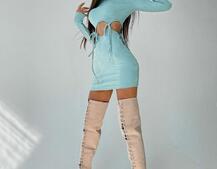 Трикотажное облегающее платье с завязками  | PUSHKA SHOP