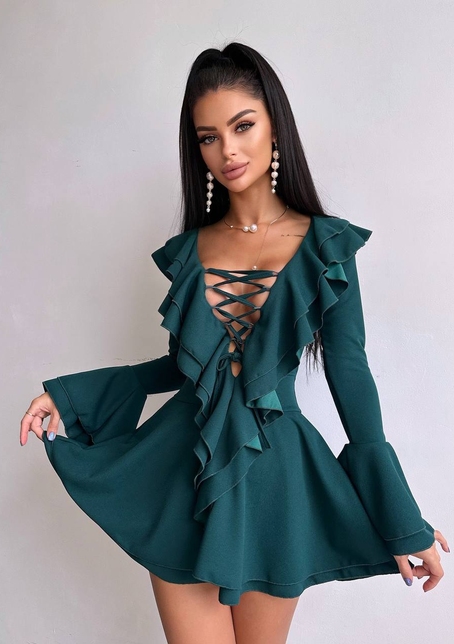 Сукня з з воланами на ґудзиках  | PUSHKA SHOP