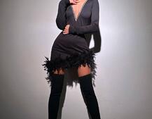 Сукні міні декорована стразами та натуральним пір‘ям | PUSHKA SHOP