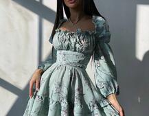 Квіткова сукня з воланами та шнуровкою по спинці | PUSHKA SHOP