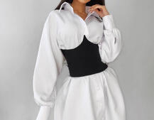 Платье-рубашка с корсетом на косточках со шнуровкой Платье-рубашка с корсетом на косточках со шнуровкой | PUSHKA SHOP