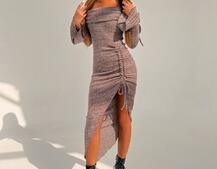 Трикотажна сукня міді з хомутом   | PUSHKA SHOP