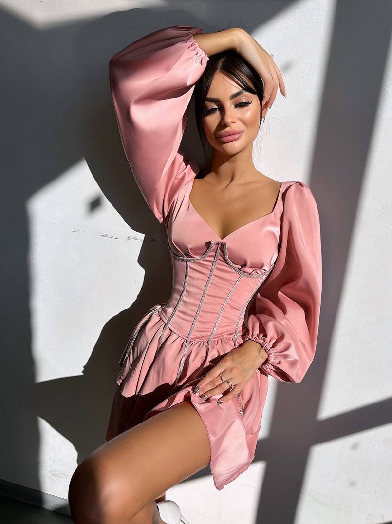 Сукня з корсетом, декорованим стразами  Ручна робота  Сукня з корсетом, декорованим стразами  Ручна робота  | PUSHKA SHOP