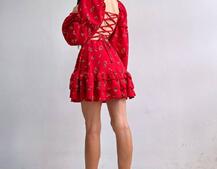 Квіткова сукня з воланами та шнуровкою по спинці Квіткова сукня з воланами та шнуровкою по спинці | PUSHKA SHOP