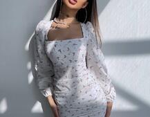 Квіткова сукня зі збіркою з боків  | PUSHKA SHOP