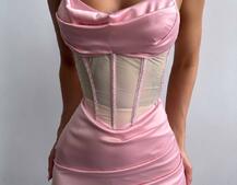 Комплект: корсет, декорований стразами + спідниця міні з драпіруванням   Комплект: корсет, декорований стразами + спідниця міні з драпіруванням   | PUSHKA SHOP