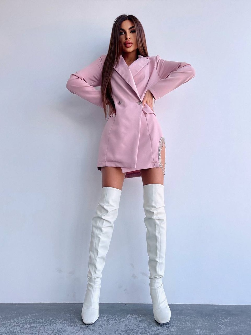 Приталена сукня-піджак, декорована бахромою зі страз | PUSHKA SHOP