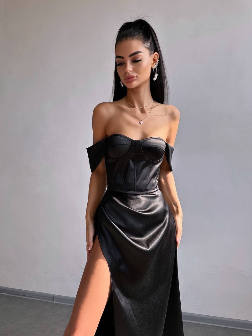 Атласний комплект: корсет бюстʼє + спідниця максі  | PUSHKA SHOP