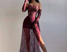 Мереживна сукня максі з рукавичками  | PUSHKA SHOP