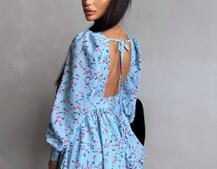 Сукня міні з пишною спідницею та драпіруванням на талії | PUSHKA SHOP