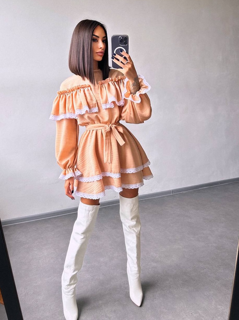 Сукня декорована мереживом | PUSHKA SHOP