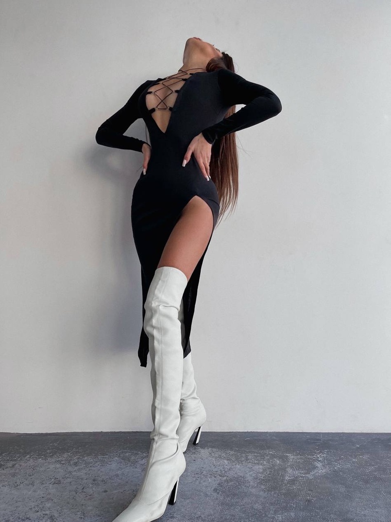 Сукня міді зі шнурівкою  | PUSHKA SHOP