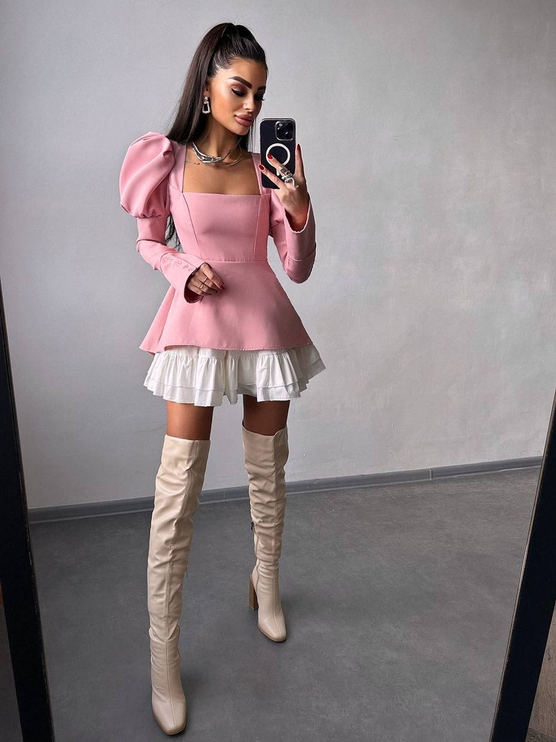 Сукня з об'ємними рукавами + спідниця з воланами | PUSHKA SHOP