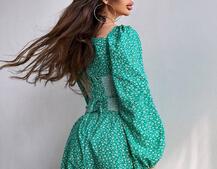 Сукня міні в квітковий принт + прозорий корсет  | PUSHKA SHOP