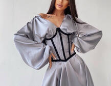 Комплект: шелковое платье на завязках с прозрачным бельевым корсетом на шнуровке Комплект: шелковое платье на завязках с прозрачным бельевым корсетом на шнуровке | PUSHKA SHOP