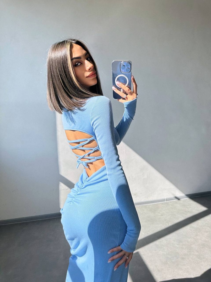 Трикотажна сукня міді зі шнурівкою на спинці  | PUSHKA SHOP