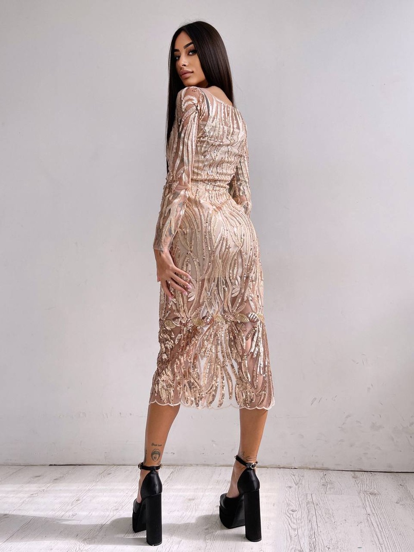 Сукня з візерунками з паєток та розрізом Сукня з візерунками з паєток та розрізом | PUSHKA SHOP