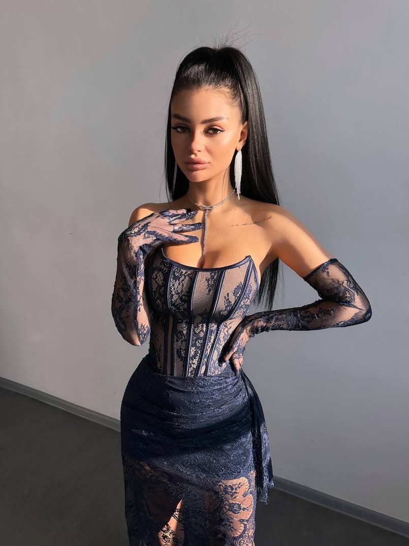 Мереживна сукня максі з рукавичками  | PUSHKA SHOP