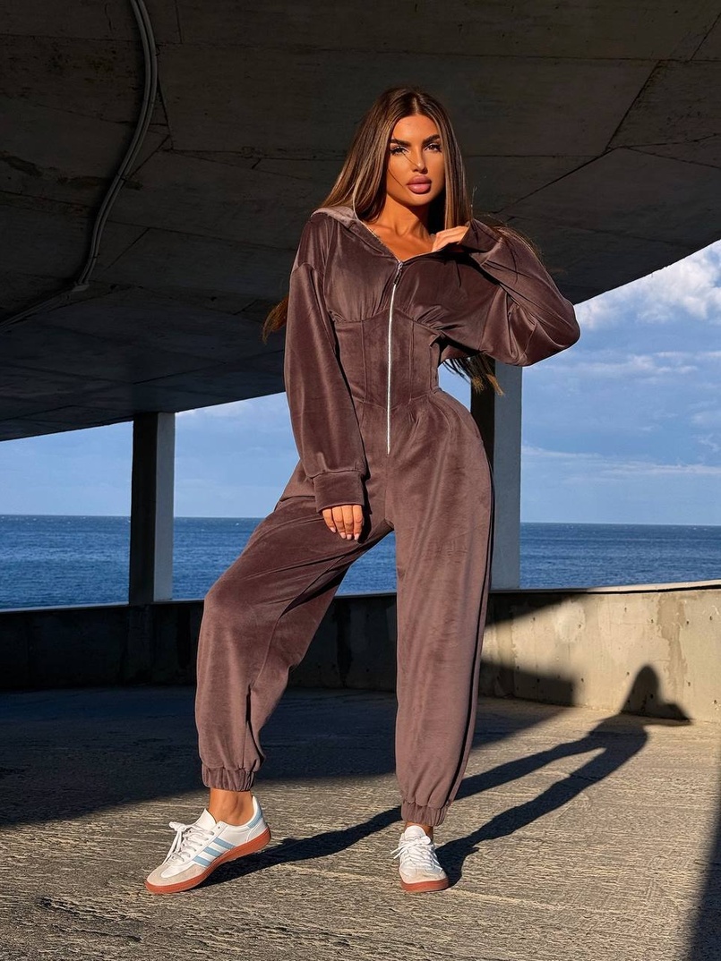 Велюровий комбінезон з елементами корсету | PUSHKA SHOP