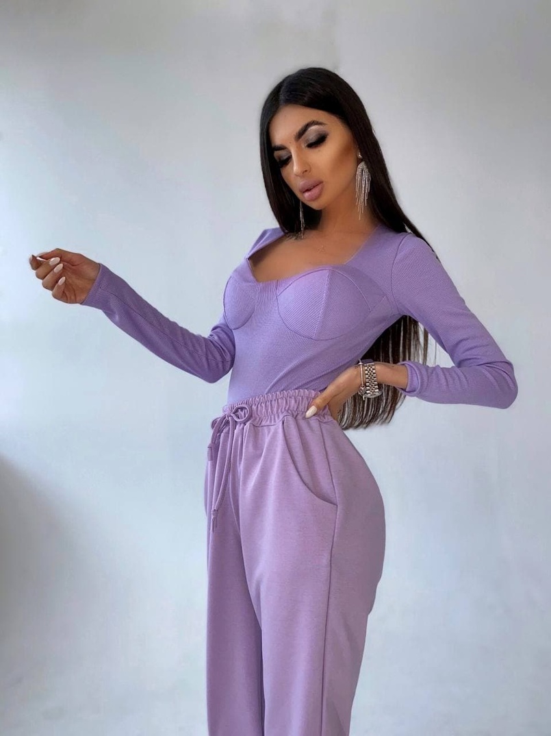 Комплект: боди с чашечками + трикотажные джоггеры  | PUSHKA SHOP