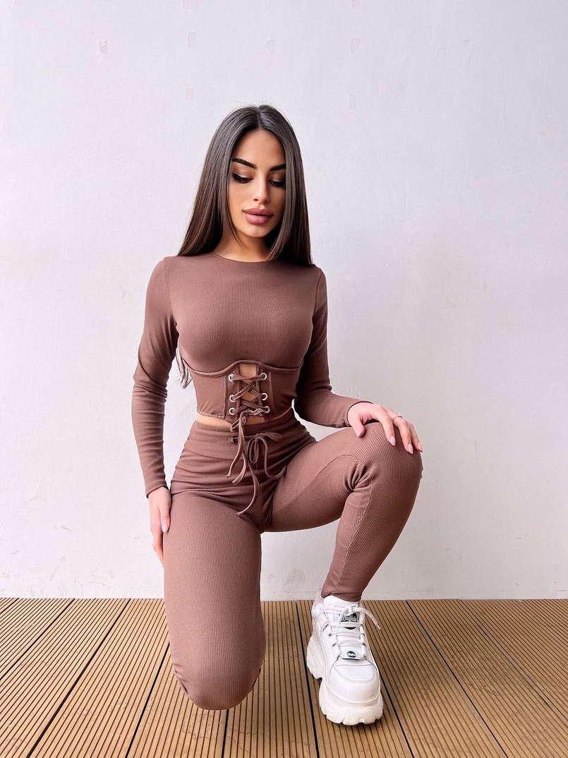 Трикотажний комплект: корсетний топ + легінси | PUSHKA SHOP