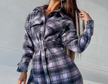 Кашемировое платье-рубашка в клетку | PUSHKA SHOP