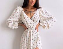 Квіткова сукня з розрізом на спідниці Квіткова сукня з розрізом на спідниці | PUSHKA SHOP