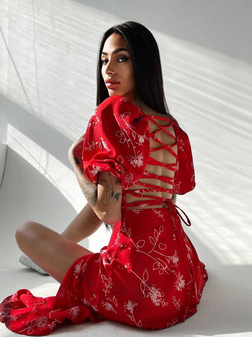 Платье миди со шнуровкой на спинке  Платье миди со шнуровкой на спинке  | PUSHKA SHOP